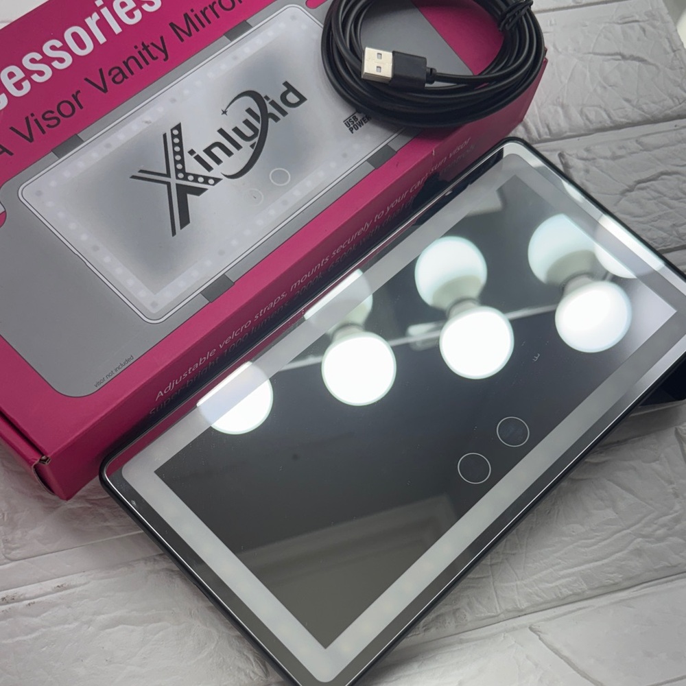 Black LED Visor Vanity Mirror - Picture 2 of 11